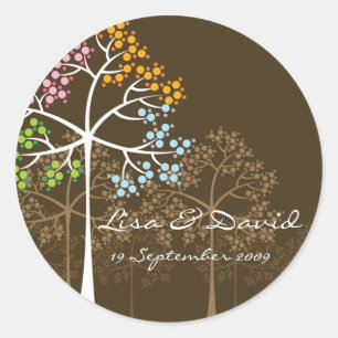 Rond Sticker Mariage Brown Whimsical Four Seasons