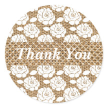 Sticker Mariage Burlap and Lace Monogram