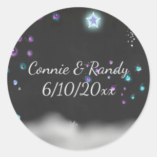 Rond Sticker Mariage Chalkboard enchanté