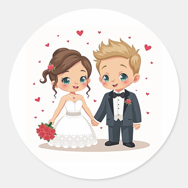 Rond Sticker Mariage chéri & amour (Devant)