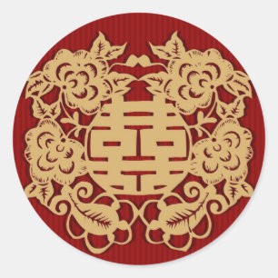 Rond Sticker Mariage chinois (v7) Double Happiness