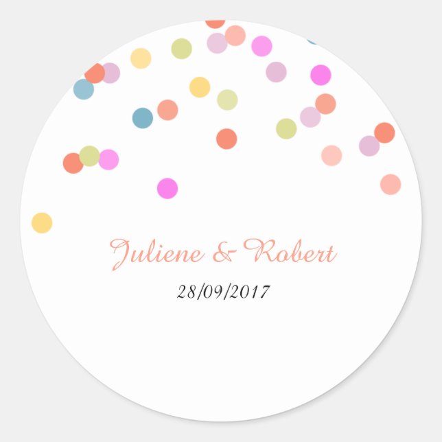 Rond Sticker Mariage Confetti coloré (Devant)