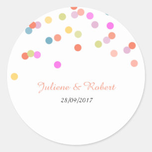 Rond Sticker Mariage Confetti coloré