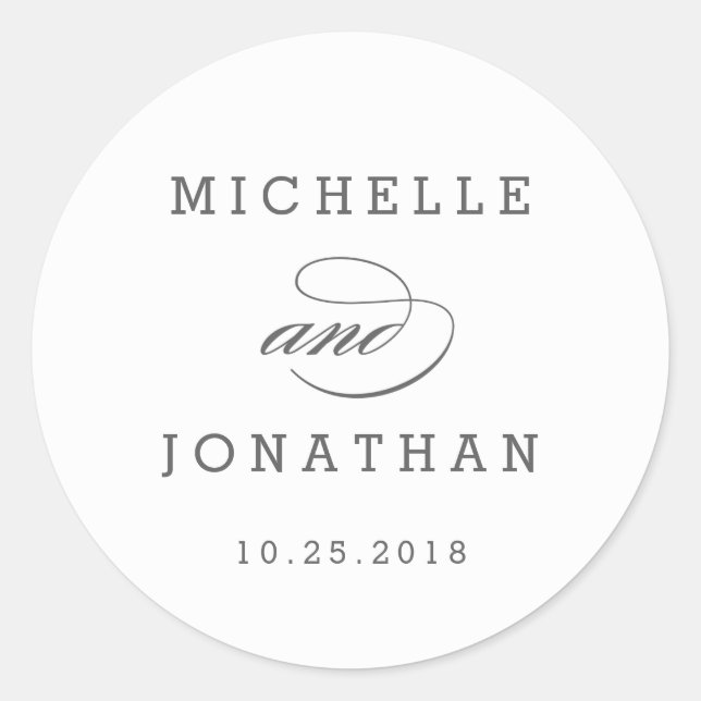 Rond Sticker Mariage couleur modifiable et intemporel (Devant)