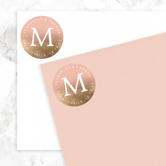 Rond Sticker Mariage couleur personnalisée Gold Ombre (Créateur téléchargé)