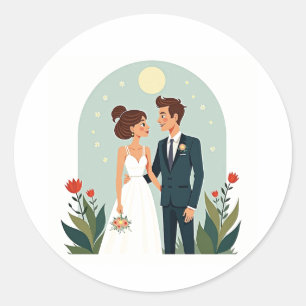 Rond Sticker mariage Couple