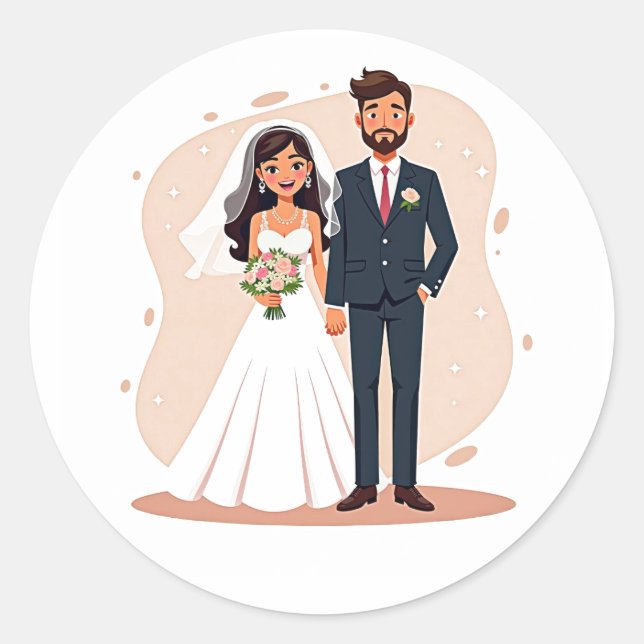 Rond Sticker Mariage Couples (Devant)