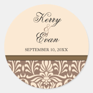 Rond Sticker Mariage damassé Art Déco