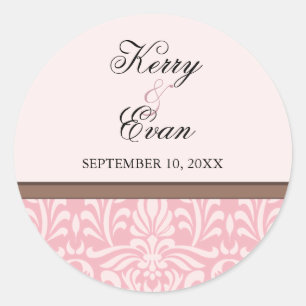 Rond Sticker Mariage damassé Art Déco