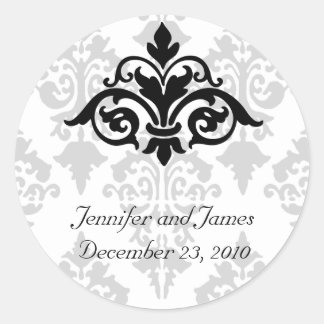 Rond Sticker Mariage damassé élégant