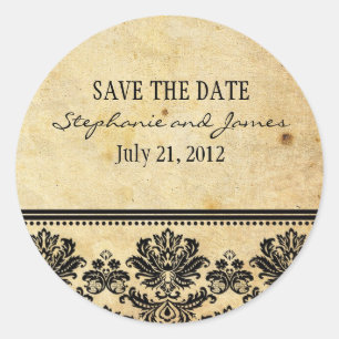 Rond Sticker Mariage damassé vintage