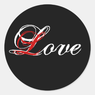 Rond Sticker Mariage d'amour blanc, noir, rouge