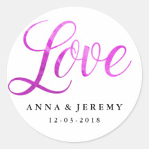Sticker Mariage d'aquarelle Love Purple