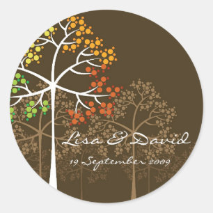 Rond Sticker Mariage d'automne moderne d'automne