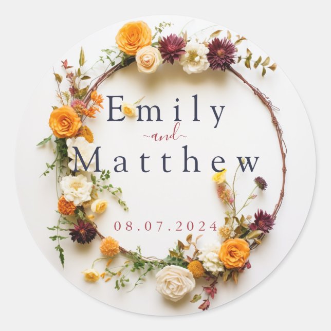 Rond Sticker mariage de automne (Devant)