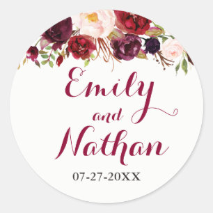 Rond Sticker Mariage de automne de la Bourgogne rouge