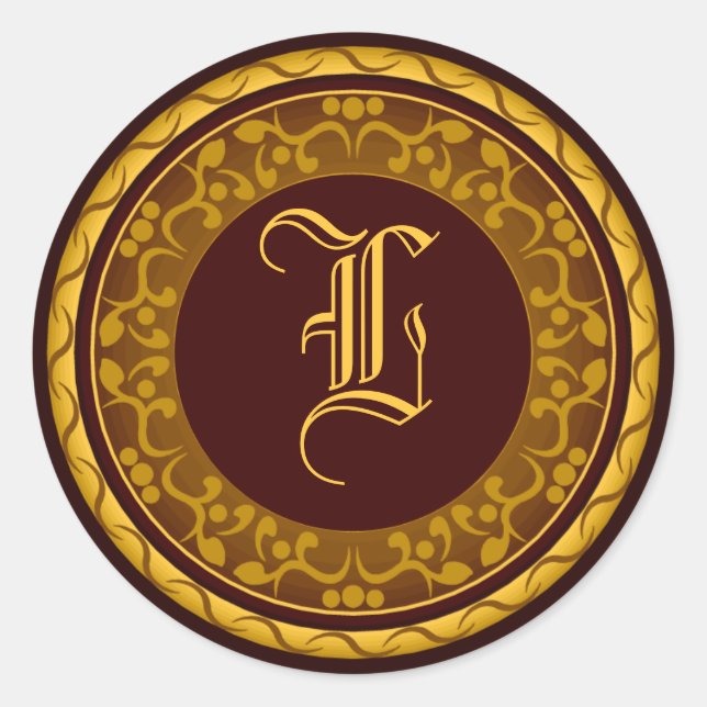 Rond Sticker mariage de automne Monogramme Enveloppe Au (Devant)