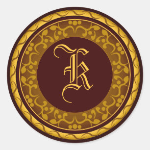 Rond Sticker mariage de automne Monogramme Enveloppe Au