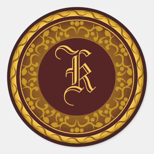 Rond Sticker mariage de automne Monogramme Enveloppe Au (Devant)