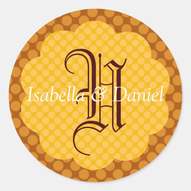 Rond Sticker mariage de automne Monogramme Enveloppe Au (Devant)