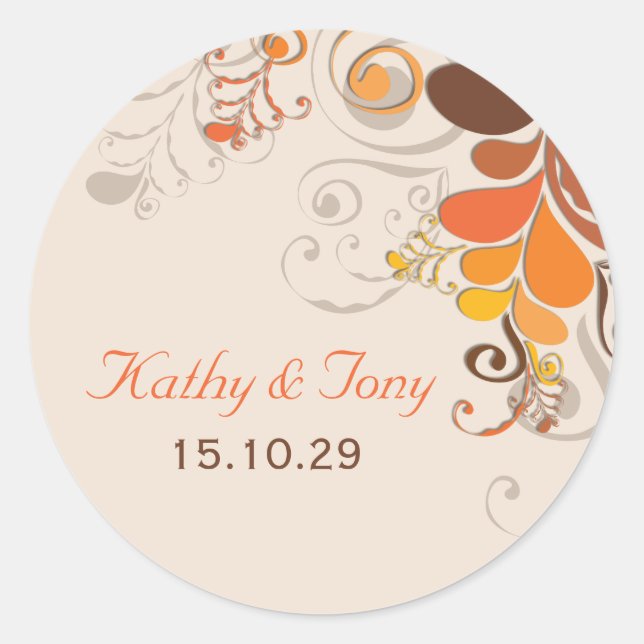 Rond Sticker Mariage de automne pour les tourbillons fl (Devant)