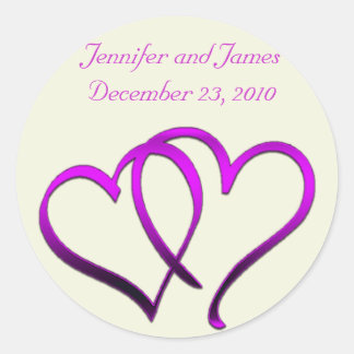 Rond Sticker Mariage de coeur violet
