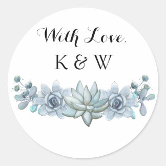 Rond Sticker Mariage de couleur d'aquarelle et de fleur