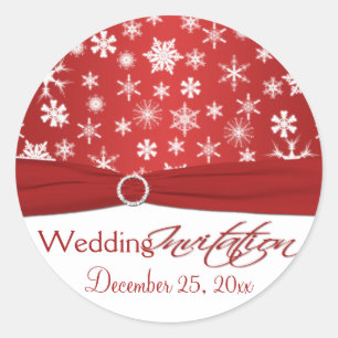 Rond Sticker Mariage de flocons rouges et blancs