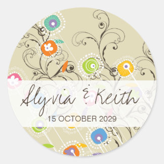 Rond Sticker Mariage de Jardin de Fleur Super Whimsical