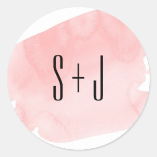 Rond Sticker Mariage de lavage à l'aquarelle rose