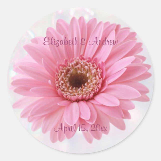 Rond Sticker Mariage de marguerite rose (Devant)