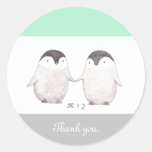 Rond Sticker Mariage de mariage Favor Cute Penguin