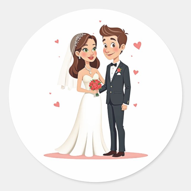 Rond Sticker Mariage de mariée et de chambre (Devant)