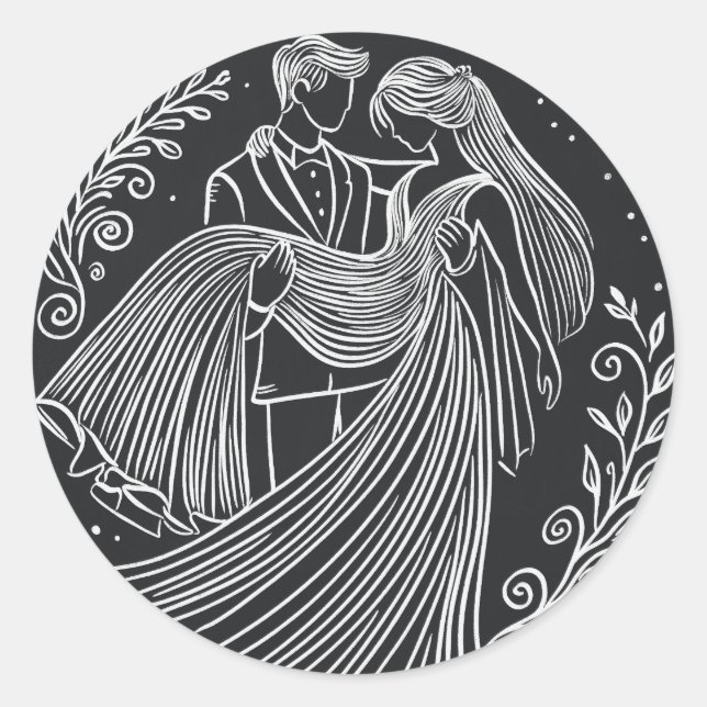 Rond Sticker Mariage de mariée et de chambre de style t (Devant)