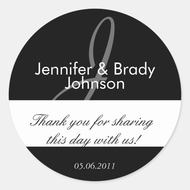 Rond Sticker mariage de mariée et de chambre Monogram J (Devant)