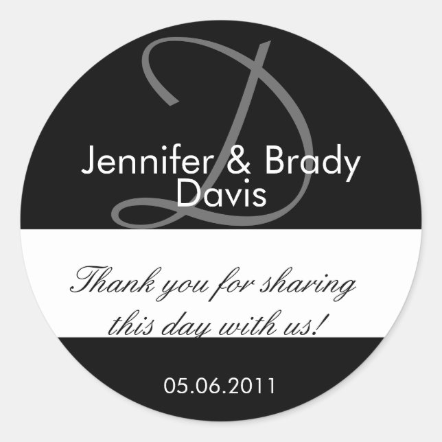Rond Sticker mariage de mariée et de chambre Monogramme (Devant)