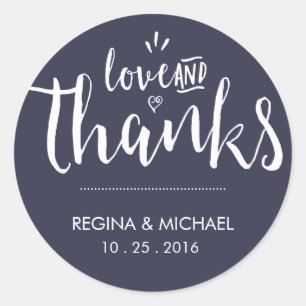Rond Sticker Mariage de Merci de script bleu marine
