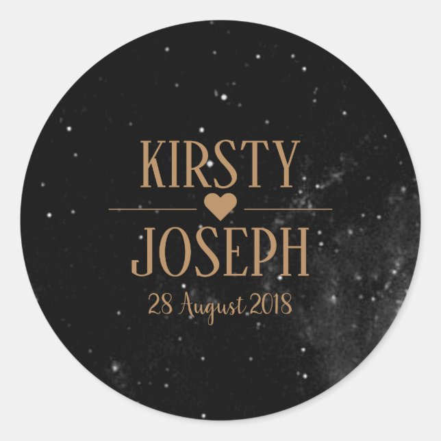 Rond Sticker Mariage de Monogramme de Galaxie spatiale (Devant)
