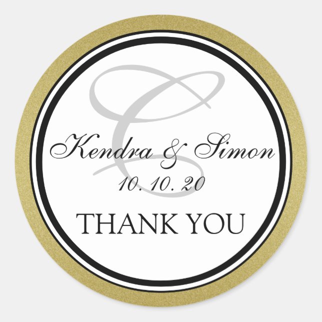 Rond Sticker Mariage de Parties scintillant de Monogram (Devant)