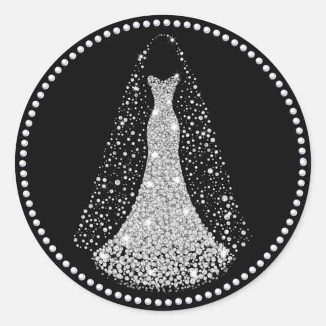 Rond Sticker Mariage de Parties scintillant Faux noir e (Devant)