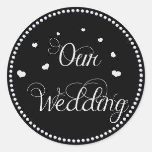 Rond Sticker Mariage de Parties scintillant Faux noir e