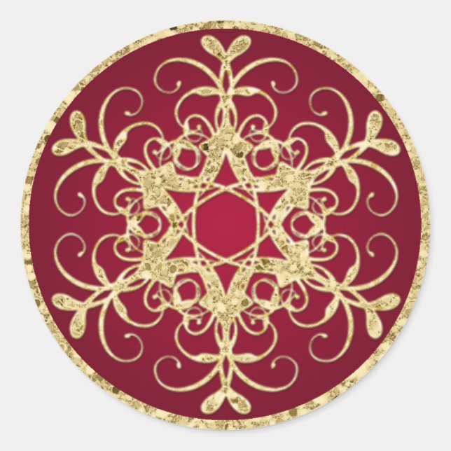Rond Sticker Mariage de Parties scintillant rouge or (Devant)