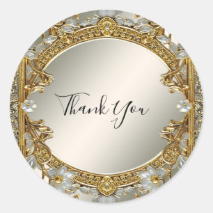 Rond Sticker Mariage de phoque blanc orange or