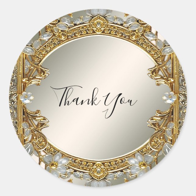 Rond Sticker Mariage de phoque blanc orange or (Devant)