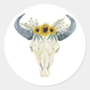 Rond Sticker Mariage de tournesol et Taureau