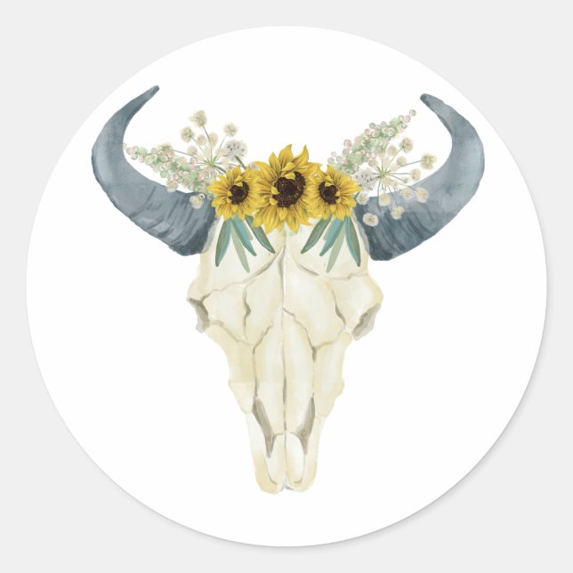 Rond Sticker Mariage de tournesol et Taureau (Devant)