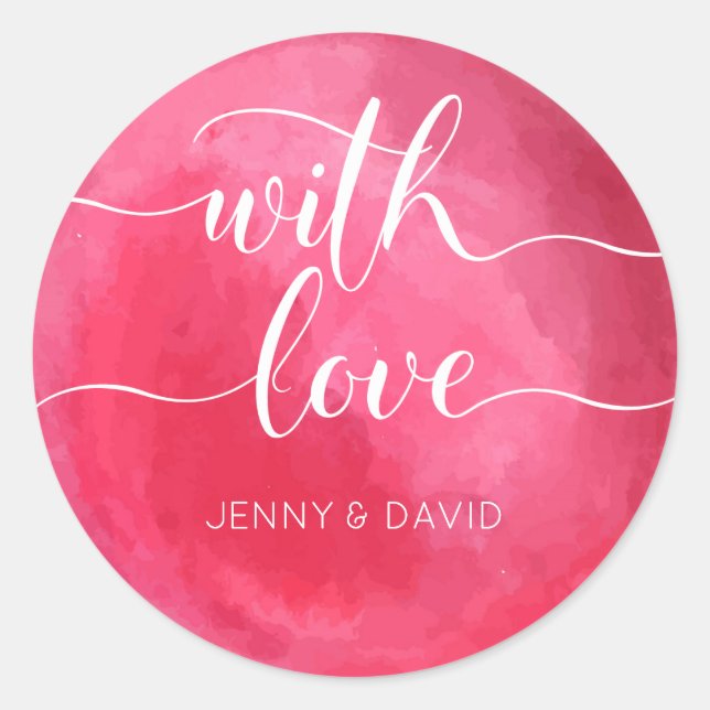 Rond Sticker Mariage de typographie rouge aquarelle (Devant)