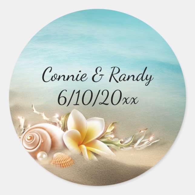 Rond Sticker Mariage Destination Plage (Devant)