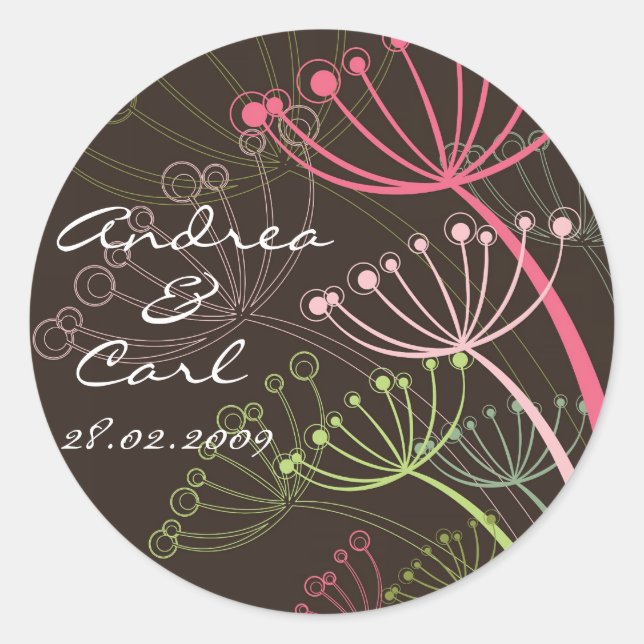 Rond Sticker Mariage d'été chic Sweet Pink (Devant)
