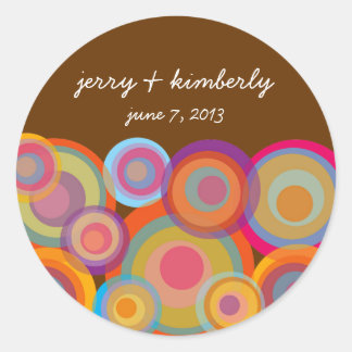 Rond Sticker Mariage d'été en arc-en-ciel coloré